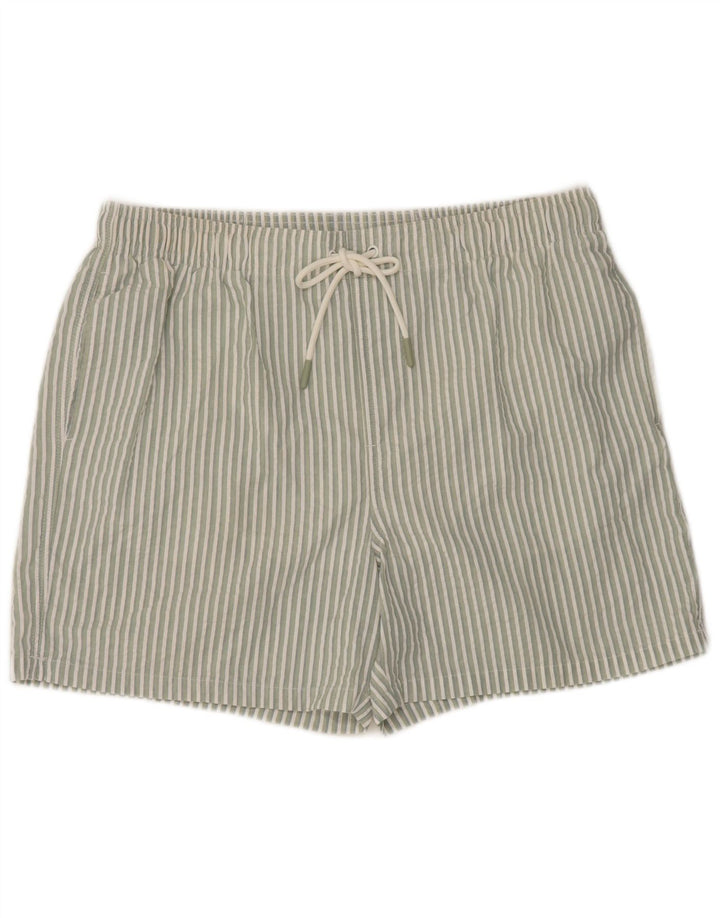 Marks & Spencer Mens Regular Fit Swimming Shorts Large Green Striped