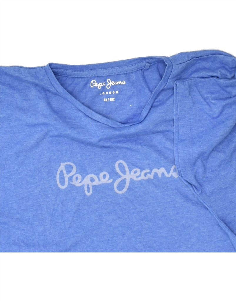 PEPE JEANS Girls Graphic T-Shirt Top 11-12 Years Blue Polyester | Vintage PEPE Jeans | Thrift | Second-Hand PEPE Jeans | Used Clothing | Messina Hembry 