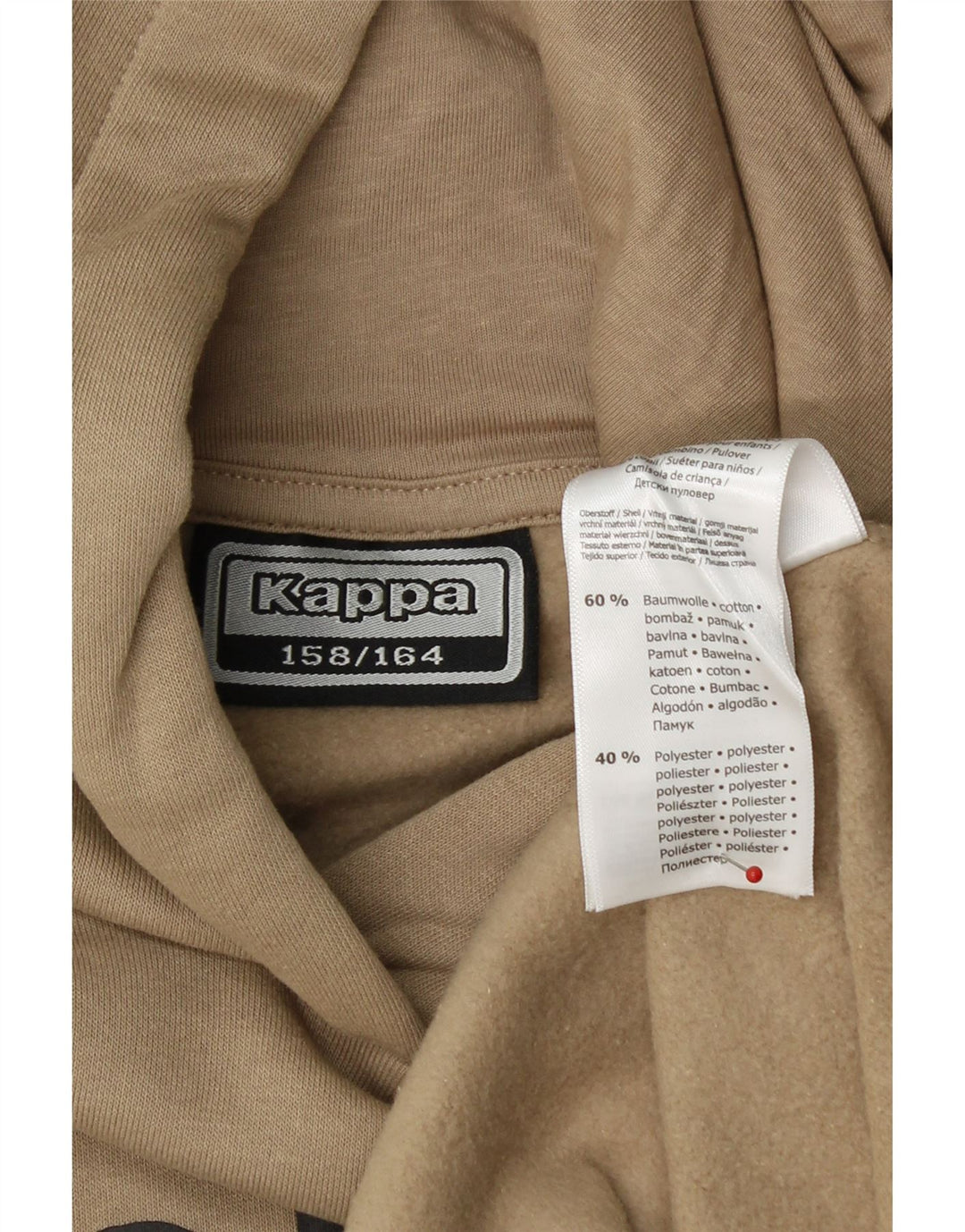 KAPPA Boys Graphic Hoodie Jumper 13-14 Years Beige Cotton Vintage Kappa and Second-Hand Kappa from Messina Hembry 