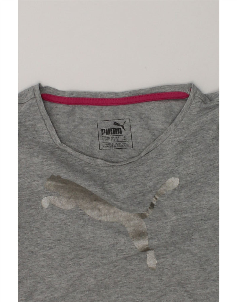 PUMA Girls Graphic T-Shirt Top 5-6 Years Grey Flecked | Vintage Puma | Thrift | Second-Hand Puma | Used Clothing | Messina Hembry 