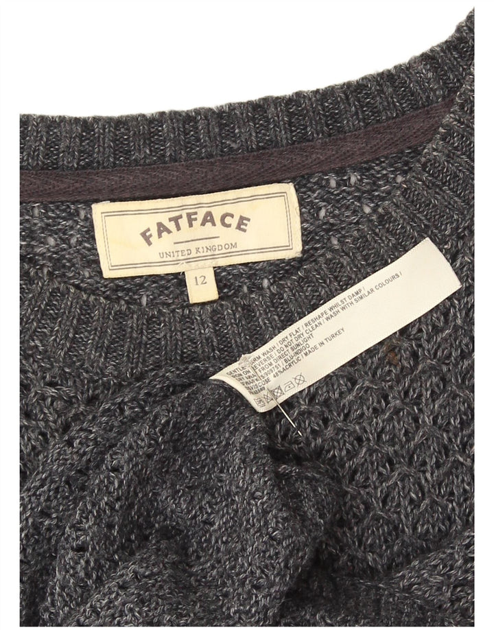 Fat Face Womens Longline Boat Neck Jumper Sweater UK 12 Medium Grey