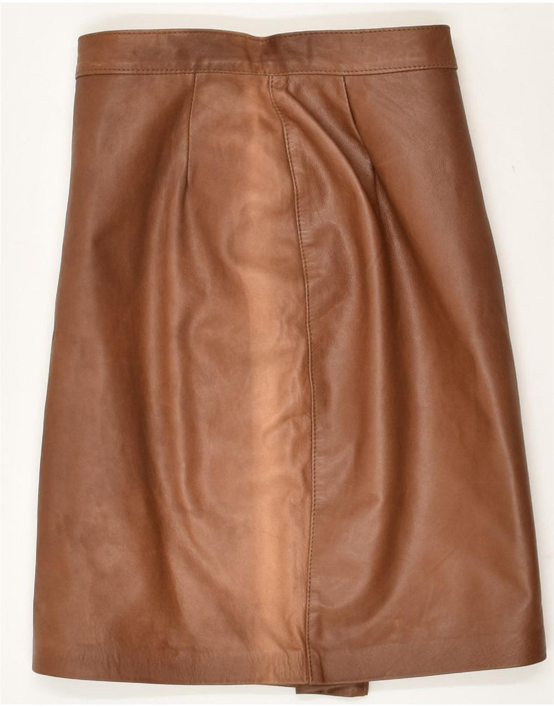 VINTAGE Womens High Waist Leather Skirt IT 46 Large W30 Brown | Vintage Vintage | Thrift | Second-Hand Vintage | Used Clothing | Messina Hembry 