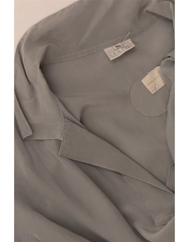 Andrea Mare Womens Polo Shirt IT 48 XL Grey Silk