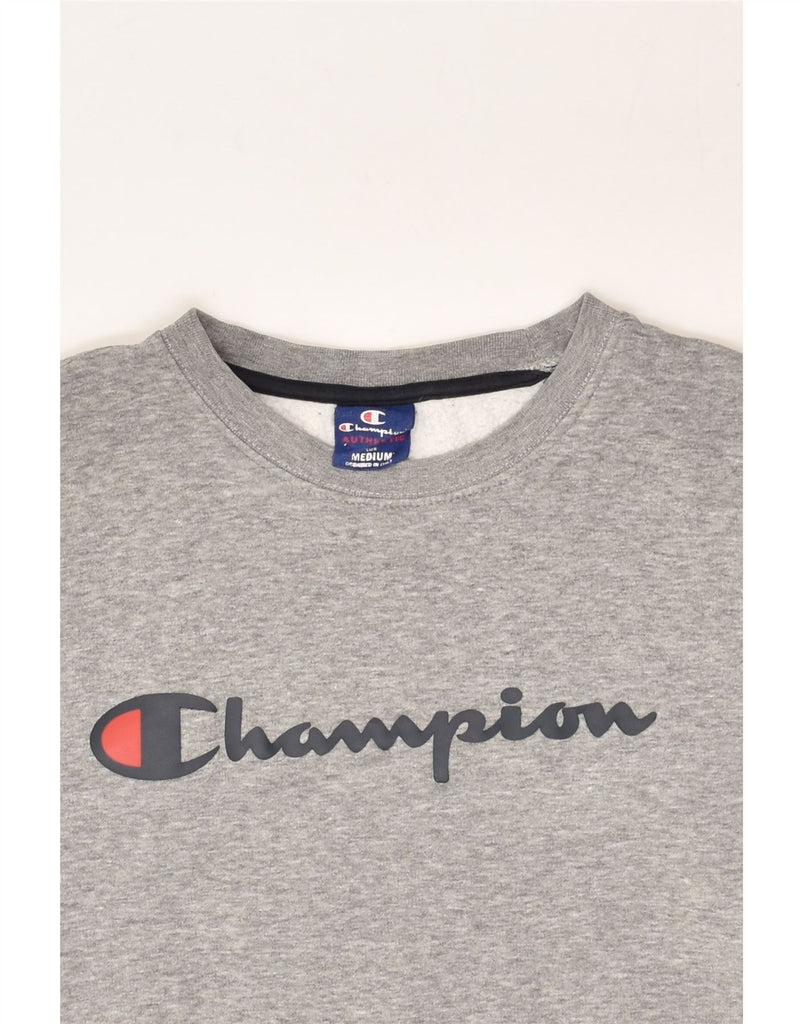 CHAMPION Mens Graphic Sweatshirt Jumper Medium Grey Cotton | Vintage Champion | Thrift | Second-Hand Champion | Used Clothing | Messina Hembry 