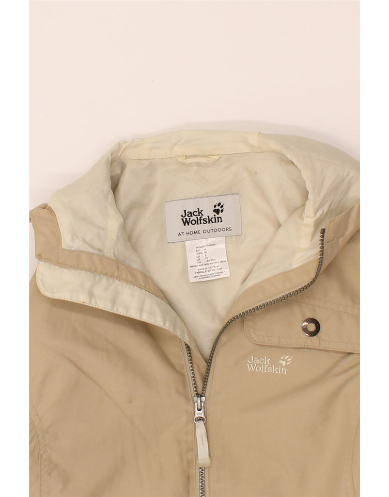 JACK WOLFSKIN Womens Hooded Rain Jacket UK 10 Small  Beige Polyester Vintage Jack Wolfskin and Second-Hand Jack Wolfskin from Messina Hembry 