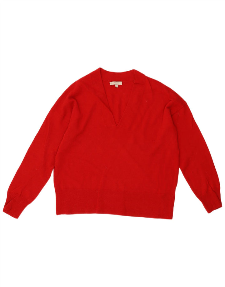 Hobbs Womens V-Neck Jumper Sweater UK 14 Medium Red Wool