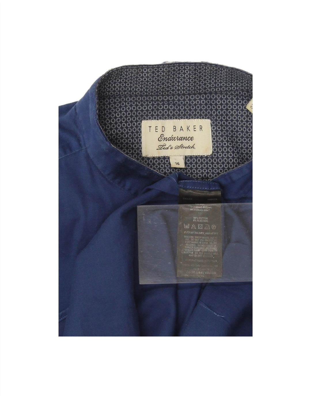 TED BAKER Mens Shirt Size 16 Large Navy Blue Cotton