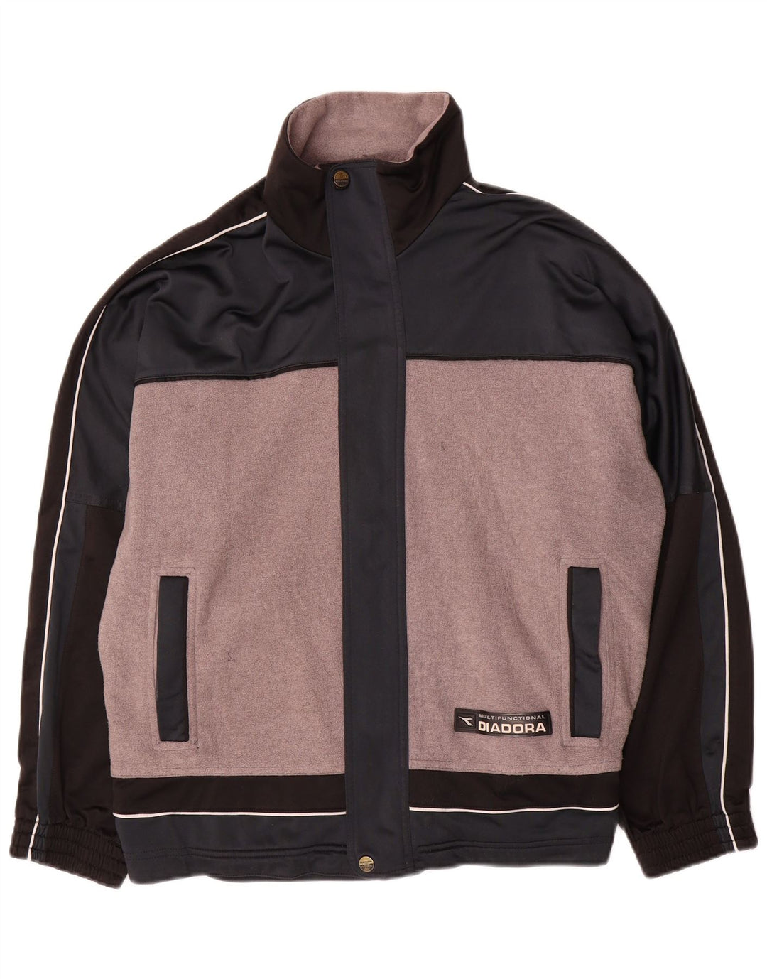 Diadora Mens Tracksuit Top Jacket UK 38 Medium Grey Colourblock Polyester