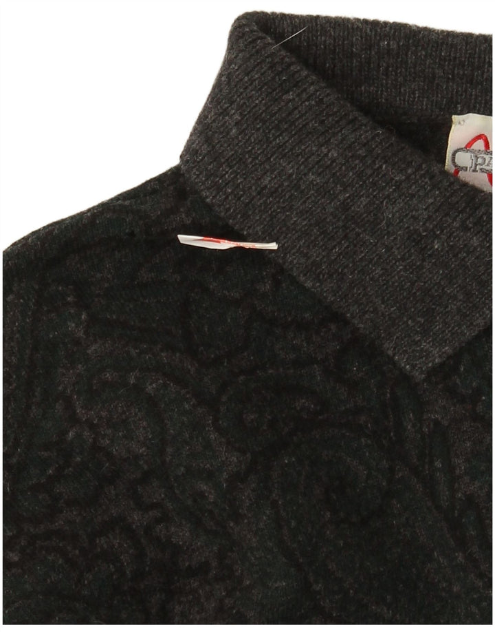 Pancaldi & B Mens Polo Neck Jumper Sweater IT 48 Medium Grey Paisley Wool