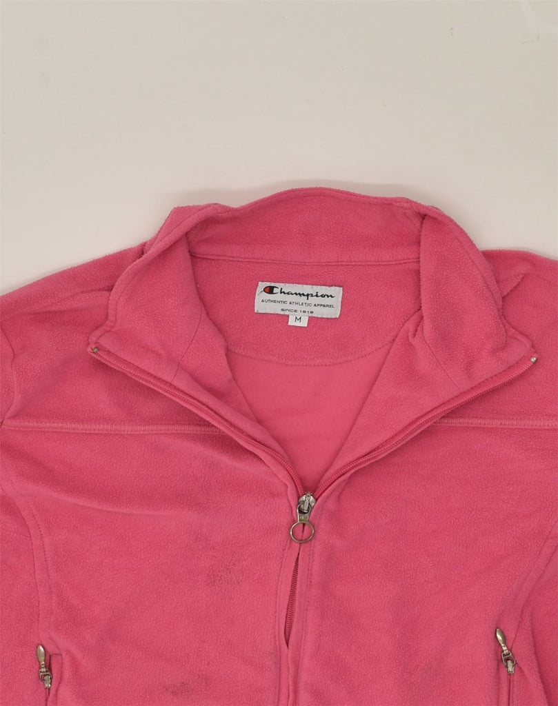 CHAMPION Womens Fleece Jacket UK 14 Medium Pink Polyester | Vintage Champion | Thrift | Second-Hand Champion | Used Clothing | Messina Hembry 