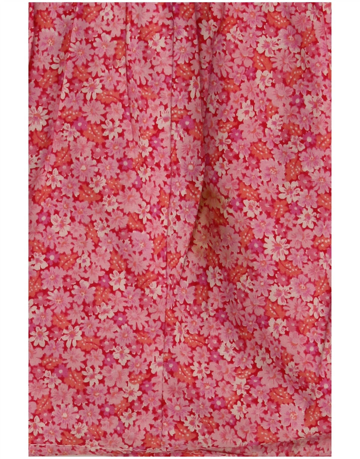 VINTAGE Womens Flared Skirt EU 36 Small W30  Pink Floral Cotton