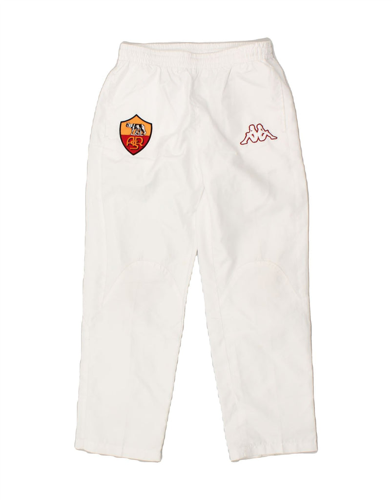 KAPPA Boys As Roma Graphic Tracksuit Trousers 7-8 Years Medium White Vintage Kappa and Second-Hand Kappa from Messina Hembry 