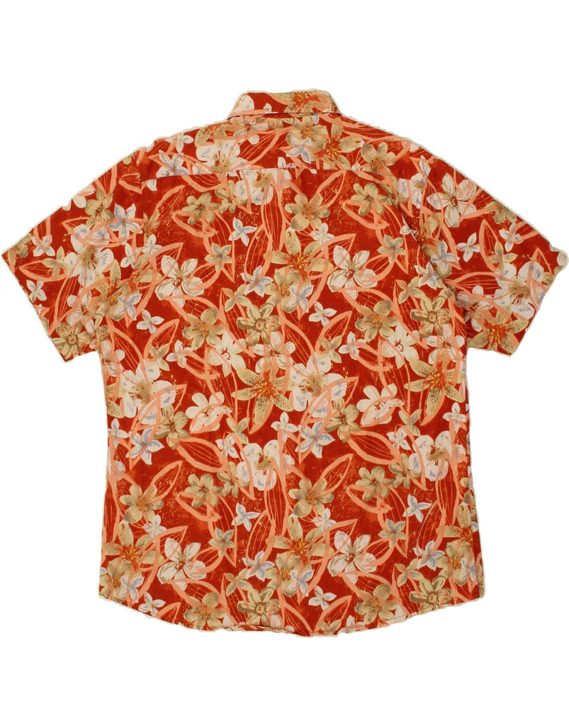 OVIESSE Mens Short Sleeve Shirt XL Red Floral Cotton | Vintage Oviesse | Thrift | Second-Hand Oviesse | Used Clothing | Messina Hembry 