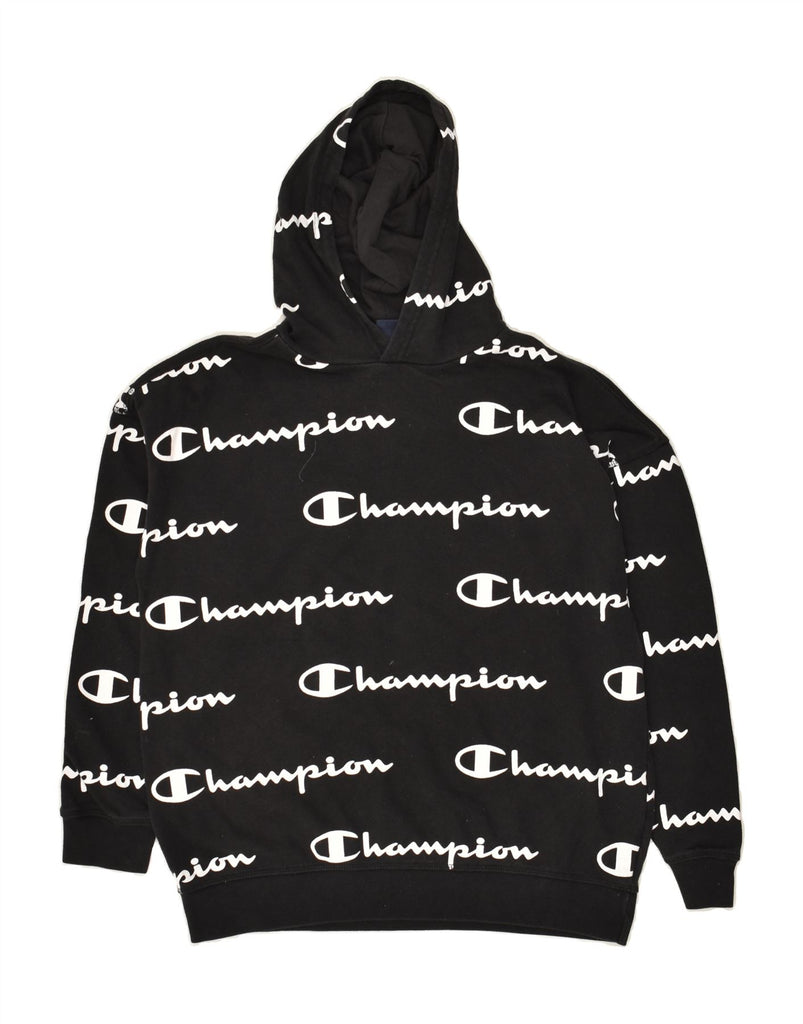 CHAMPION Boys Graphic Hoodie Jumper 13-14 Years XL Black Cotton | Vintage Champion | Thrift | Second-Hand Champion | Used Clothing | Messina Hembry 