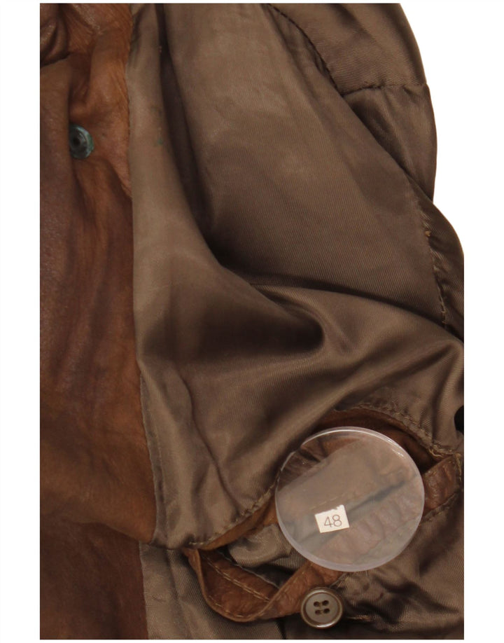 Vintage Mens Loose Fit Leather Jacket IT 48 Medium Brown Leather