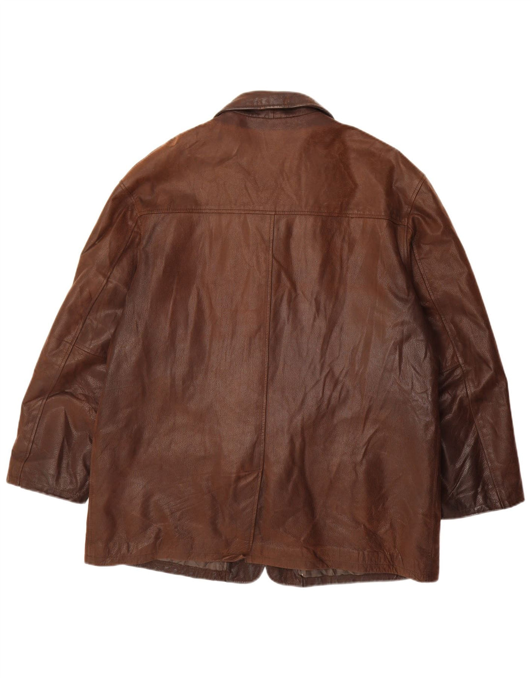 VINTAGE Mens Leather Jacket IT 52 XL Brown Leather