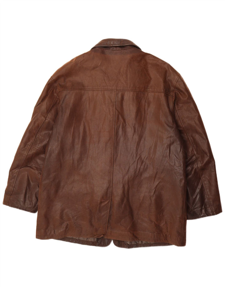 VINTAGE Mens Leather Jacket IT 52 XL Brown Leather