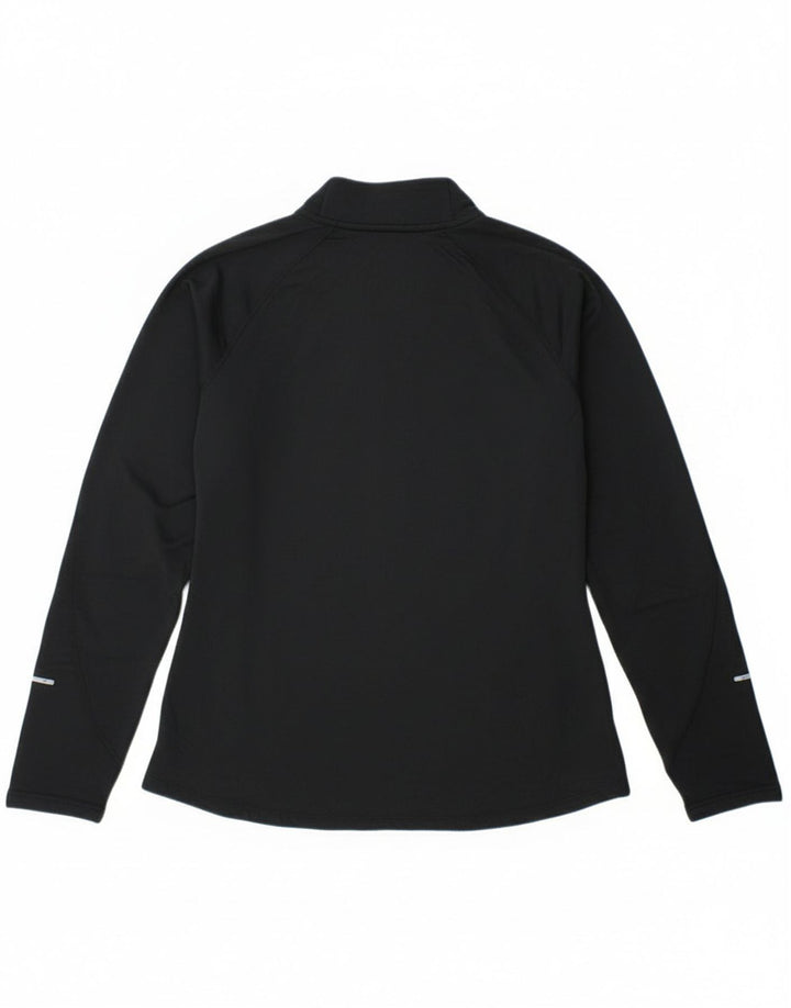 Nike Womens Dri Fit Zip Neck Top Long Sleeve UK 14 Large Black Polyester