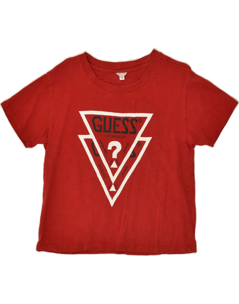 GUESS Womens Graphic T-Shirt Top UK 10 Small Red Cotton | Vintage Guess | Thrift | Second-Hand Guess | Used Clothing | Messina Hembry 