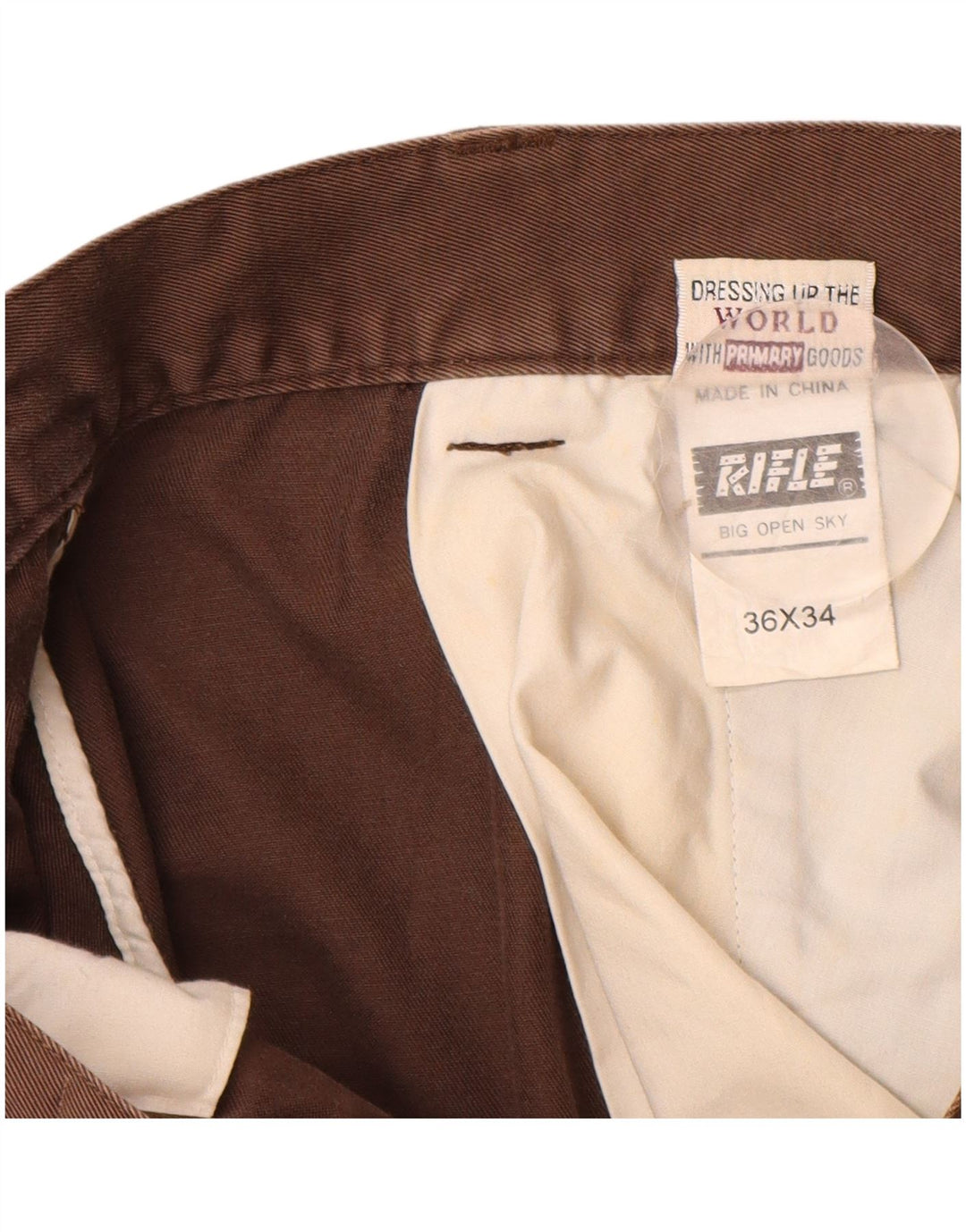 Rifle Mens Straight Cargo Trousers W36 L34 Brown Cotton
