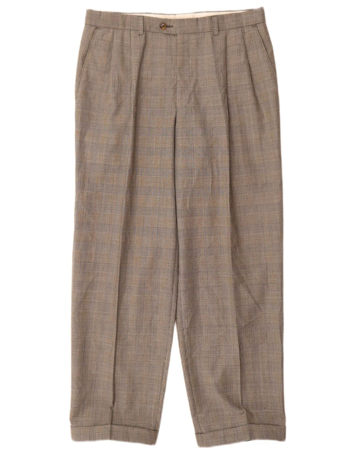 Marks & Spencer Mens St. Michael Pegged Suit Trousers W32 L29 Grey Check