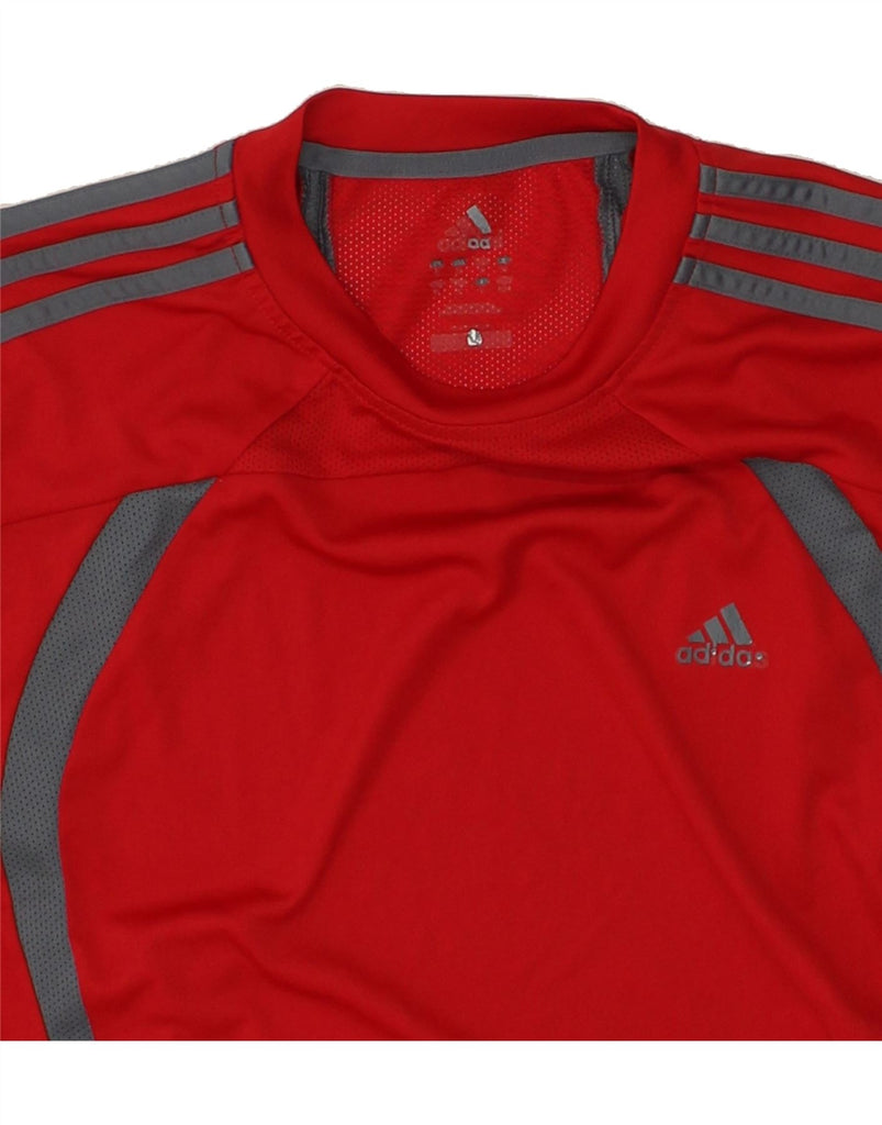 ADIDAS Mens T-Shirt Top Medium Red Colourblock Polyester | Vintage Adidas | Thrift | Second-Hand Adidas | Used Clothing | Messina Hembry 