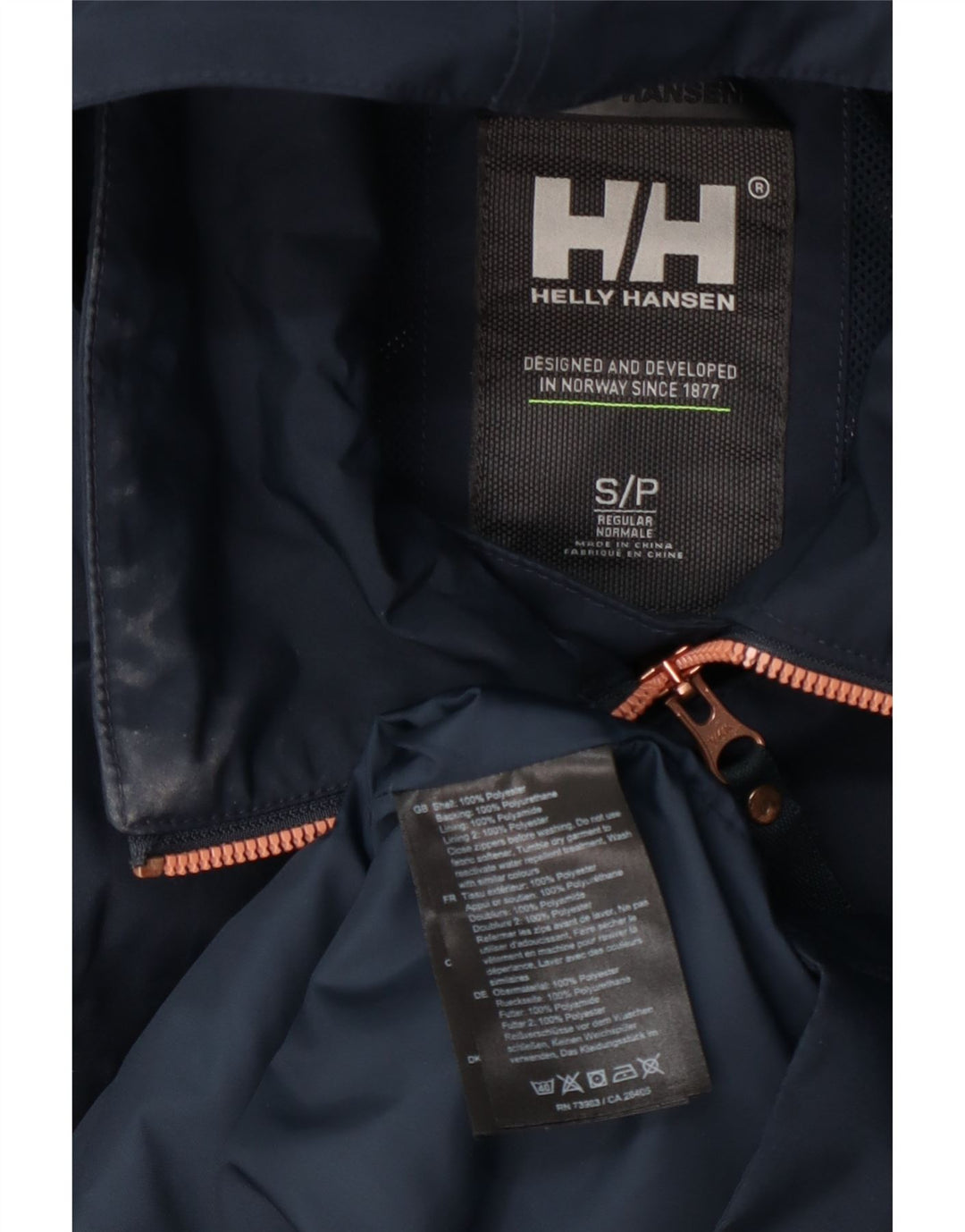 Helly Hansen Womens Double Breasted Hooded Raincoat UK 10 Small Navy Blue