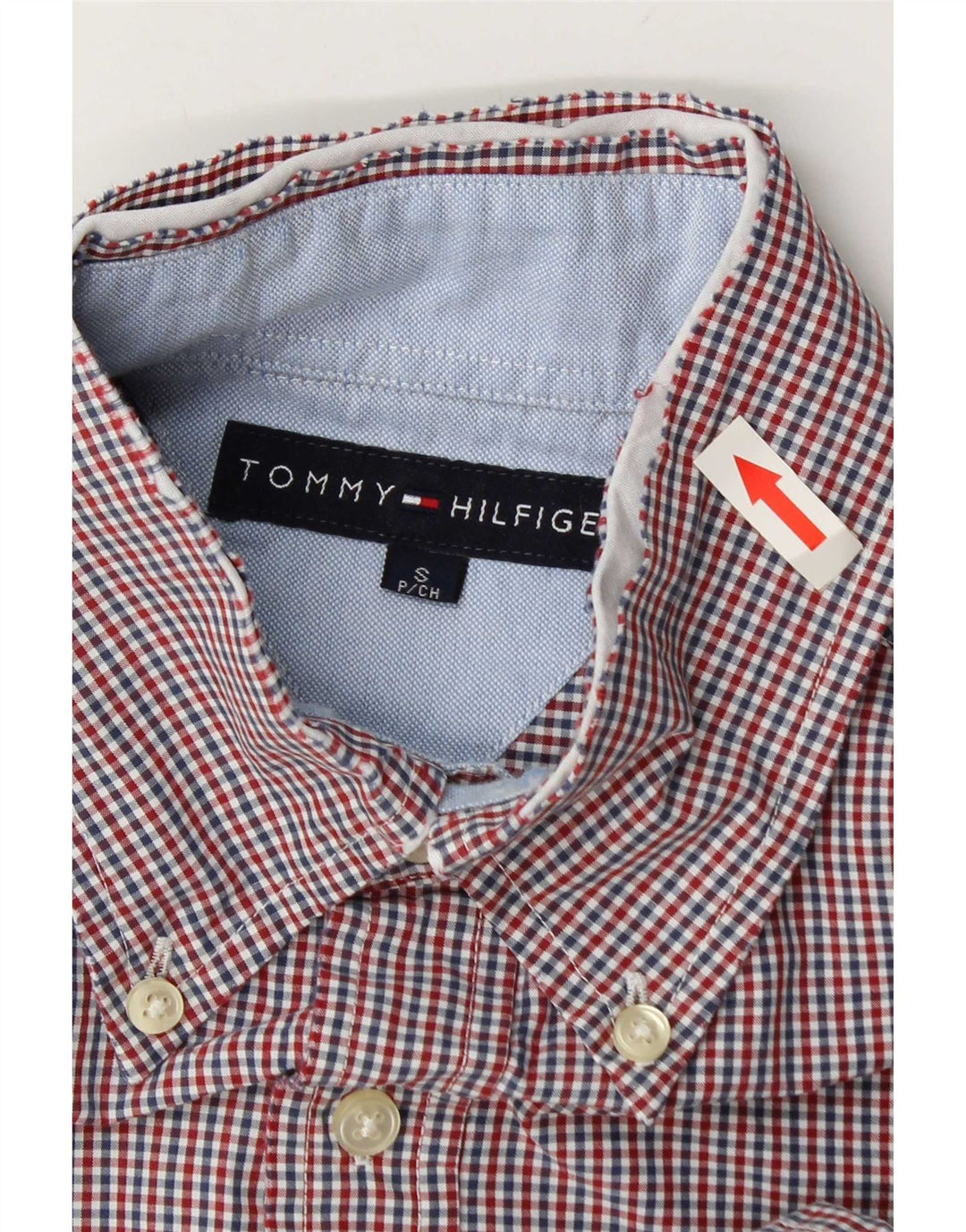 Tommy Hilfiger Mens Shirt Small Red Gingham Cotton