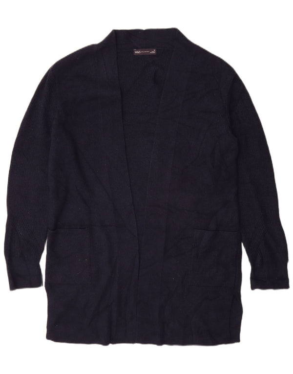 Marks & Spencer Womens Longline Open Cardigan Sweater UK 16 Large Navy Blue
