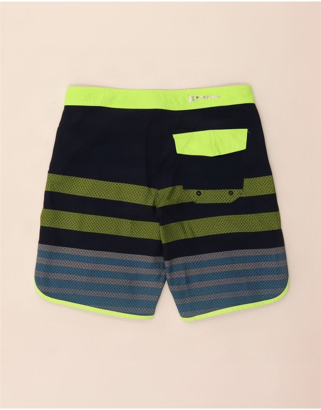 Hurley Mens Swimming Shorts Medium Blue Striped Polyester