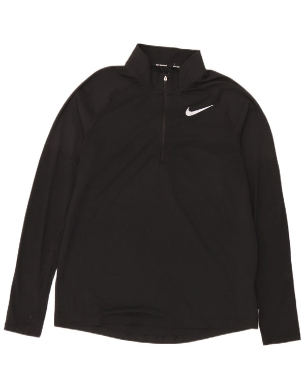 Nike Mens Dri Fit Zip Neck Pullover Tracksuit Top Medium Black Polyester