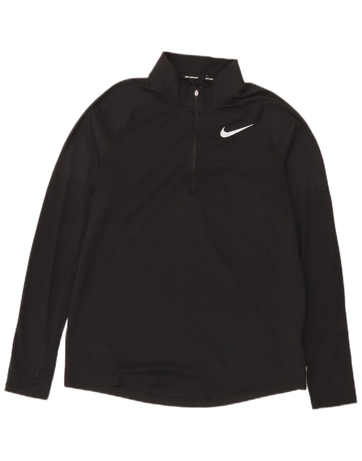 Nike Mens Dri Fit Zip Neck Pullover Tracksuit Top Medium Black Polyester