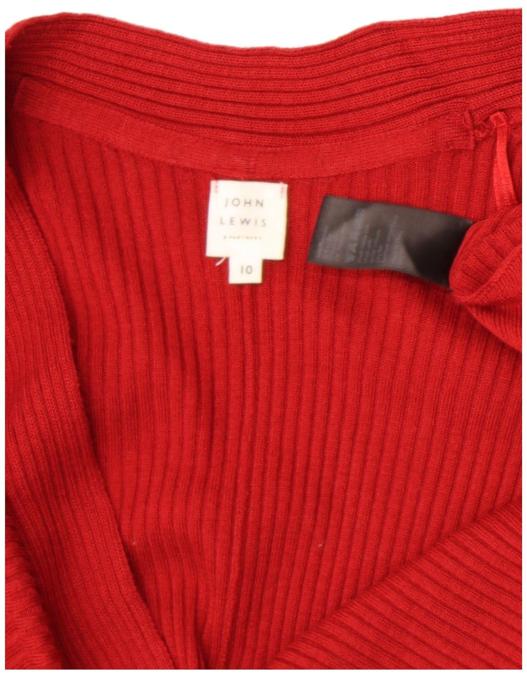 John Lewis Womens Oversized Open Cardigan Sweater UK 10 Small Red Polyester