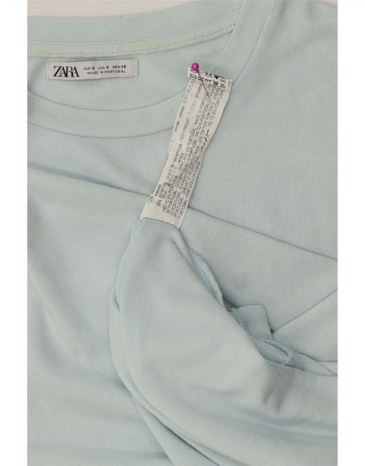 Zara Womens T-Shirt Top UK 10 Small Blue Viscose