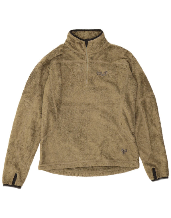 Jack Wolfskin Womens Zip Neck Fleece Jumper UK 10 Small Khaki Polyester
