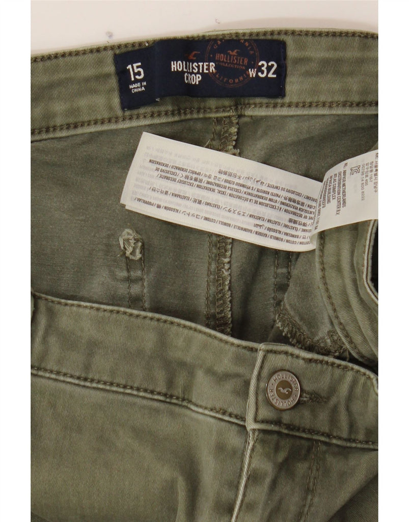 HOLLISTER Womens Crop Cargo Trousers W32 L24 Khaki Cotton Vintage Hollister and Second-Hand Hollister from Messina Hembry 