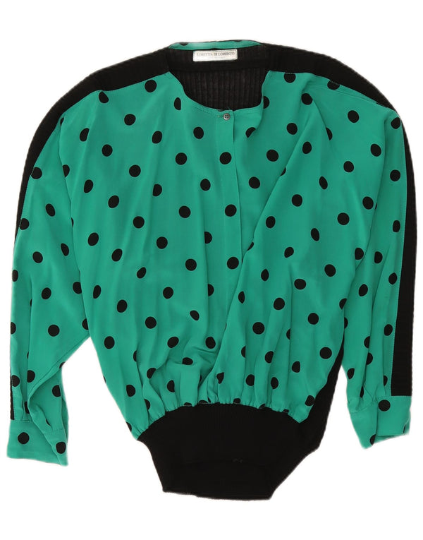 Loretta Di Lorenzo Womens Blouse Top UK 16 Large Green Polka Dot