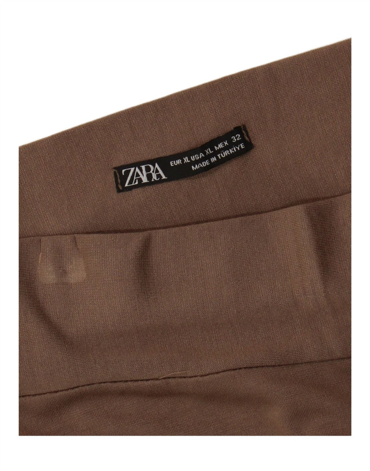 ZARA Womens Wide Leg Casual Trousers XL W32 L28 Brown
