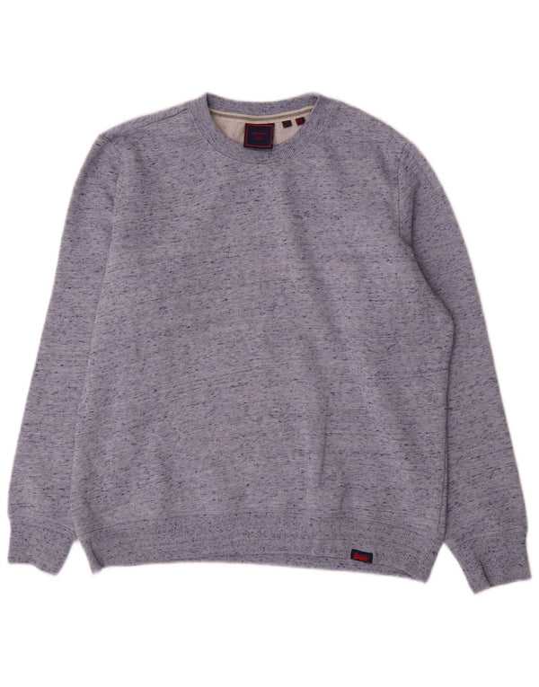 Superdry Womens Oversized Sweatshirt Jumper UK 12 Medium Blue Flecked