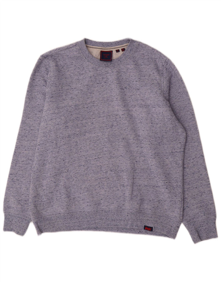Superdry Womens Oversized Sweatshirt Jumper UK 12 Medium Blue Flecked