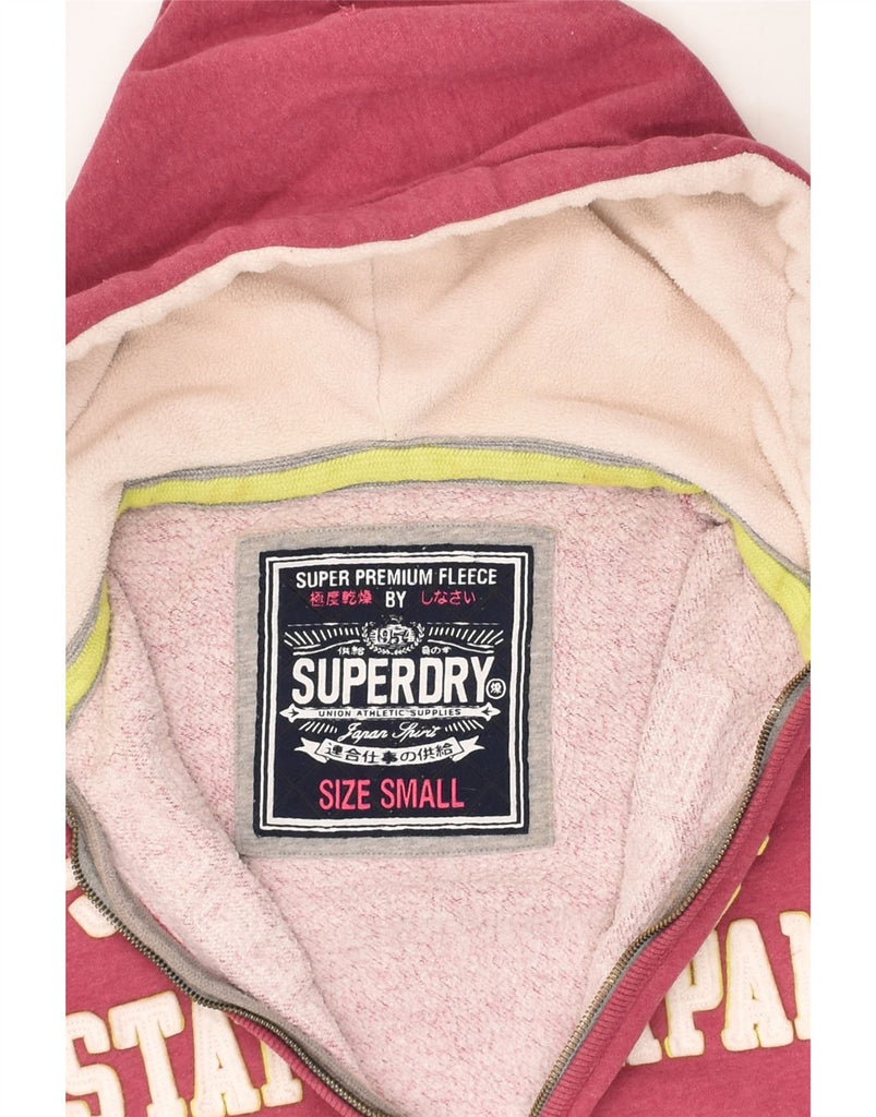 SUPERDRY Womens Oversized Graphic Zip Hoodie Sweater UK 10 Small Red | Vintage Superdry | Thrift | Second-Hand Superdry | Used Clothing | Messina Hembry 