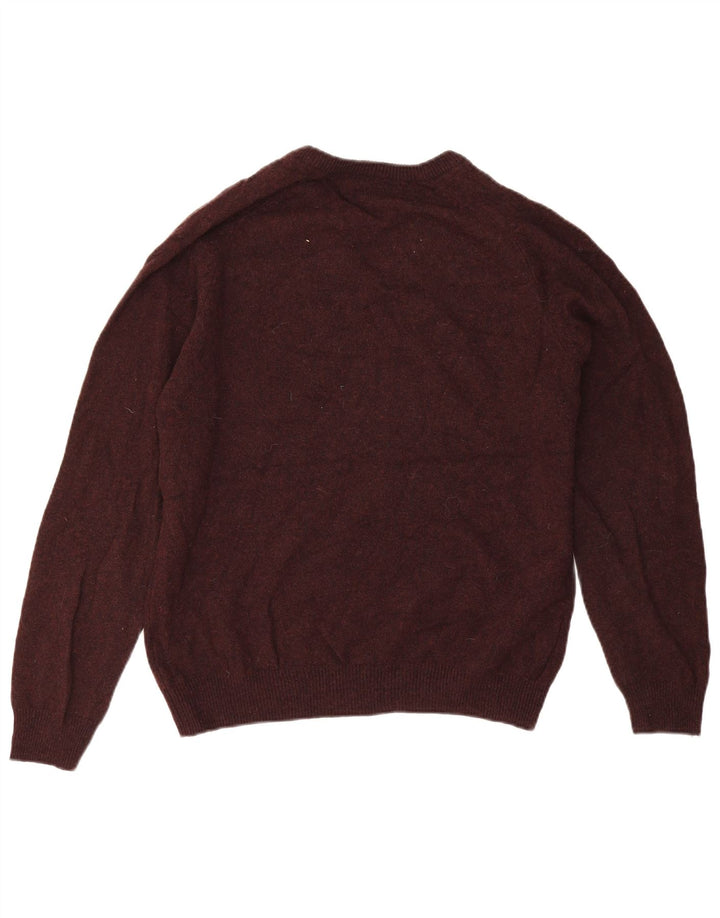 Marks & Spencer Mens V-Neck Jumper Sweater Medium Burgundy Wool