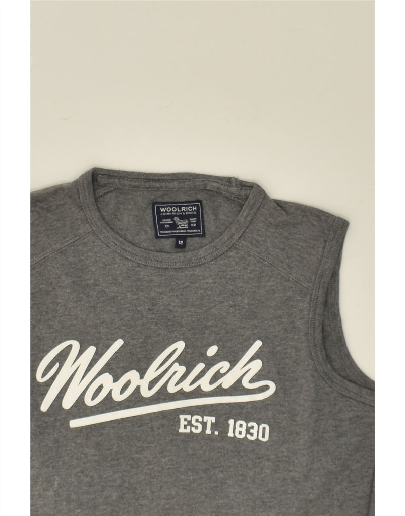 WOOLRICH Boys Graphic Vest Top 11-12 Years Grey | Vintage Woolrich | Thrift | Second-Hand Woolrich | Used Clothing | Messina Hembry 