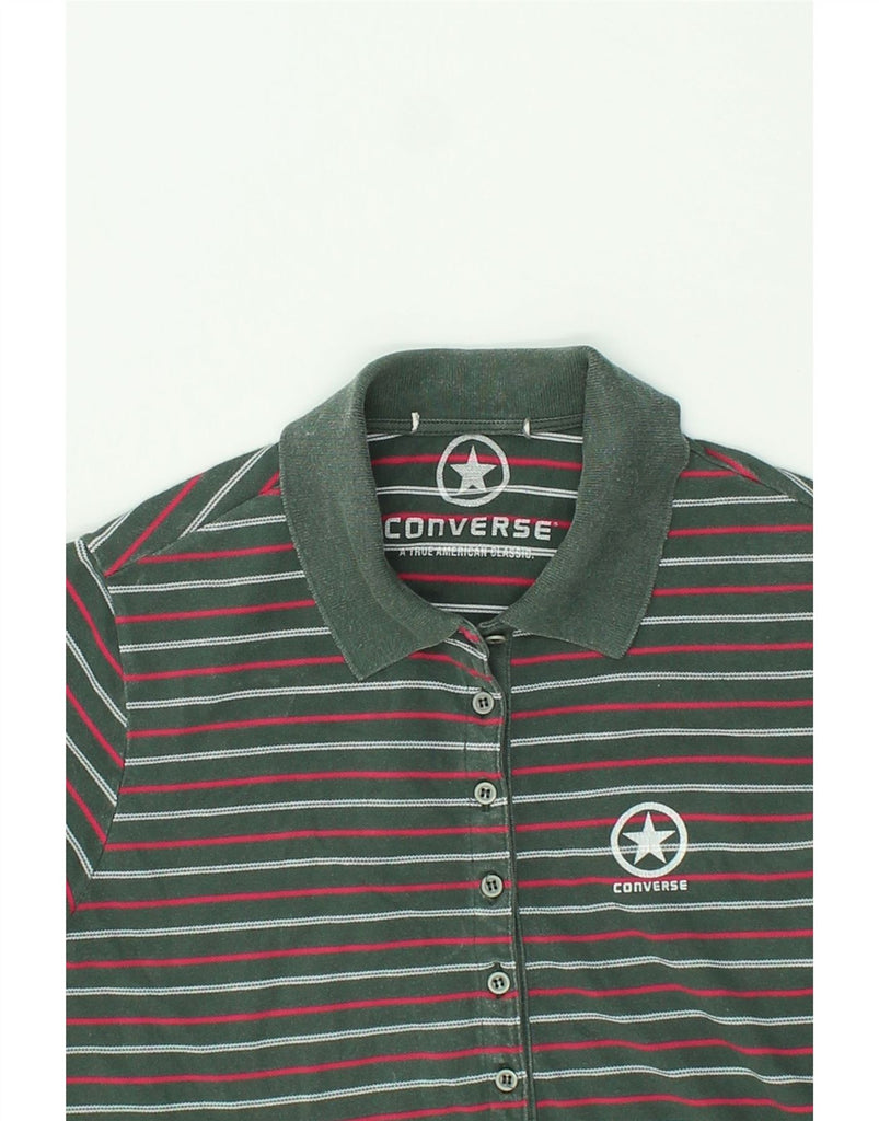 CONVERSE Womens Graphic Polo Shirt UK 10 Small Green Striped Cotton Vintage Converse and Second-Hand Converse from Messina Hembry 