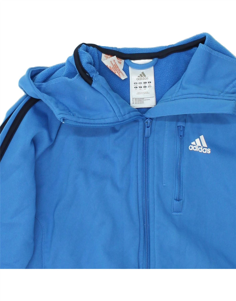 ADIDAS Boys Zip Hoodie Sweater 13-14 Years Blue Polyester | Vintage Adidas | Thrift | Second-Hand Adidas | Used Clothing | Messina Hembry 