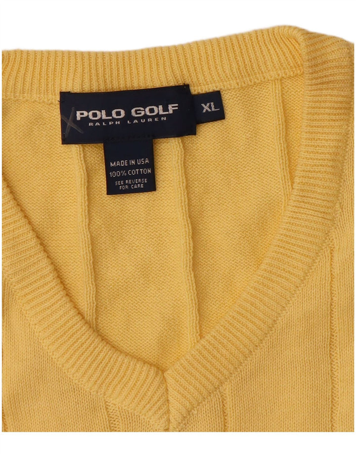 POLO RALPH LAUREN Mens Vest Tank Top XL Yellow Cotton