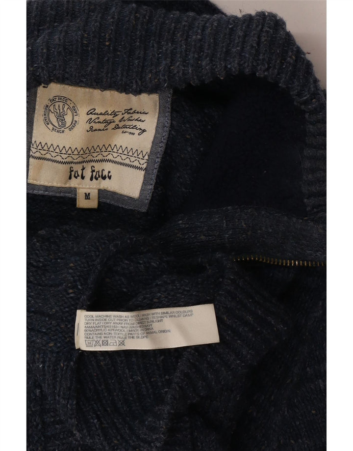 Fat Face Mens Zip Neck Jumper Sweater Medium Blue Acrylic
