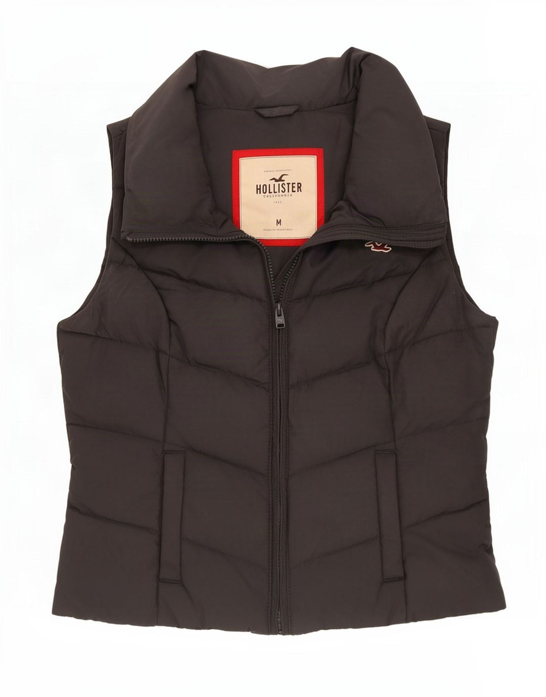 Hollister Womens Padded Gilet UK 12 Medium Grey Polyester