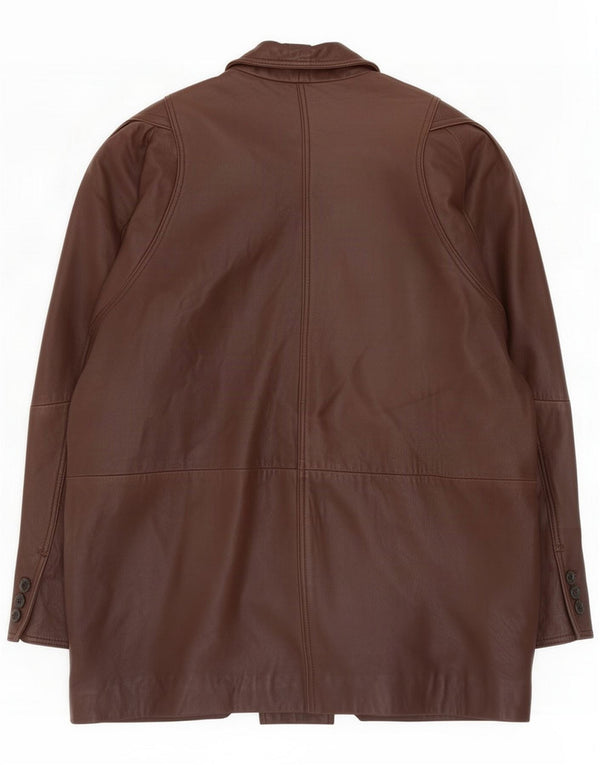 Vintage Womens Oversized Leather Jacket EU 38 Medium Brown