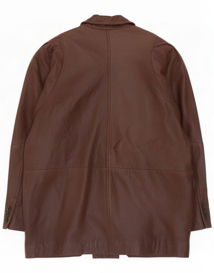 Vintage Womens Oversized Leather Jacket EU 38 Medium Brown
